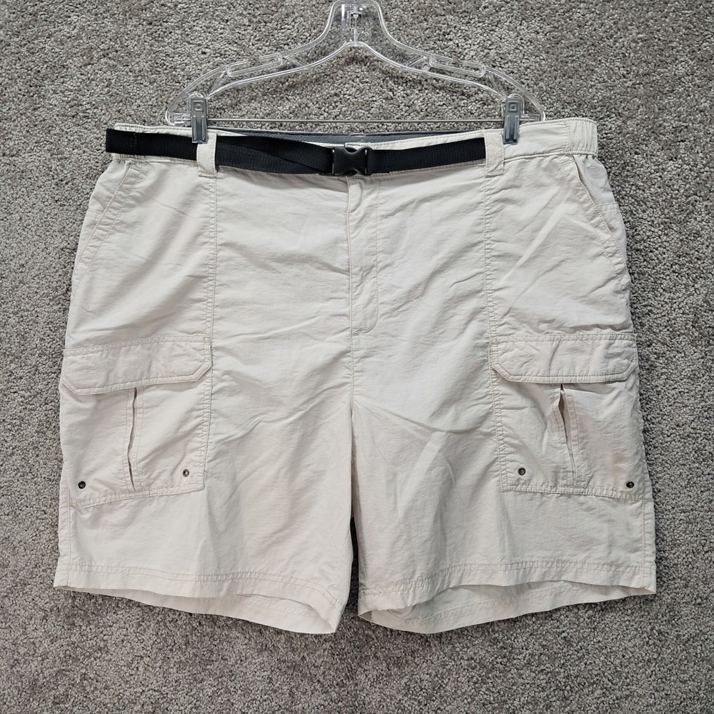 Croft & Barrow Mens Cargo Shorts Off White Nylon Belted Size 44 Hiking 8092